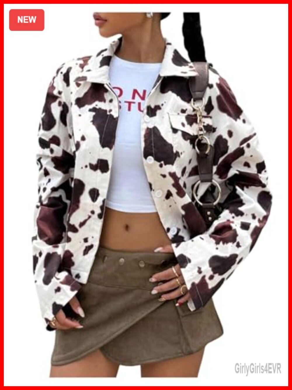Plus Size Cow Print Button Down Long Sleeve Jacket